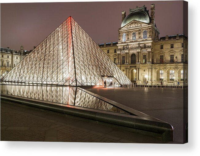Louvre Acrylic Print featuring the photograph Paris - Le Louvre museum and pyramid 2 by Olivier Parent