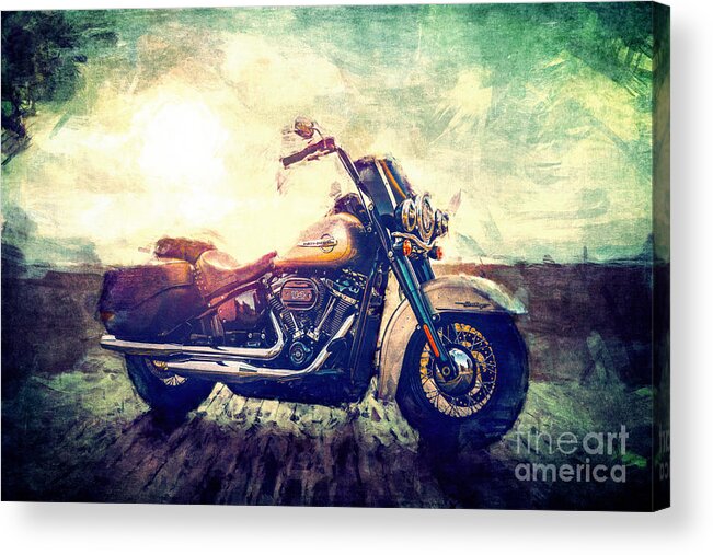 Motorcycle Acrylic Print featuring the digital art Parked Motorcycle by Phil Perkins