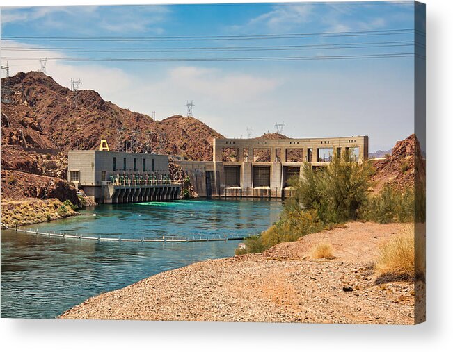 Parker Dam Acrylic Print featuring the photograph Parker Dam on Havasu Lake, Arizona by Tatiana Travelways