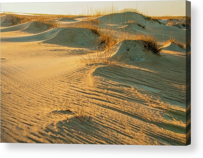 Sand Acrylic Print featuring the photograph Patterns in Sand Dunes on the OBX by James C Richardson