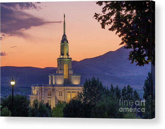 Art Acrylic Print featuring the photograph Payson Utah Temple at Sunset by Bret Barton
