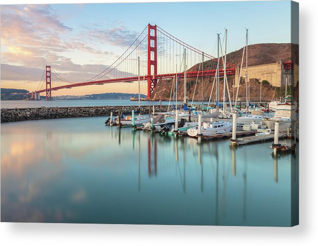 Golden Gate Bridge Acrylic Print featuring the photograph Peaceful Morning by Jonathan Nguyen