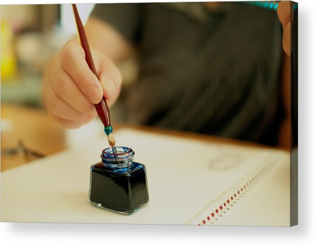 Education Acrylic Print featuring the photograph Pen in ink bottle by Shin99½