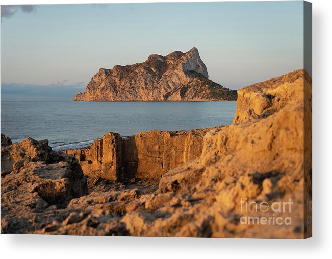 Mediterranean Coast Acrylic Print featuring the photograph Penon de Ifach and quarry on the Mediterranean Sea 1 by Adriana Mueller