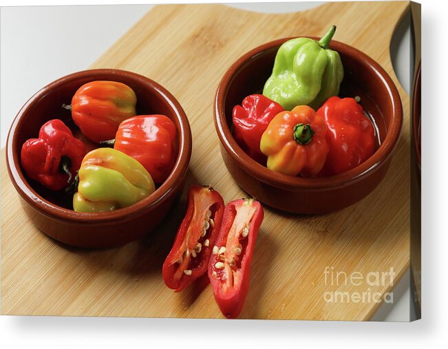 Food Acrylic Print featuring the photograph Peppers by Stephen Melia
