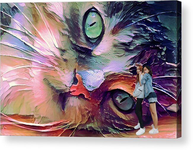 Personalized Cat Art Acrylic Print featuring the digital art Personalized Cat Art by Jacob Folger