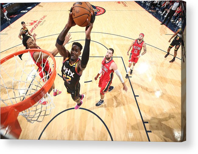 Deandre Ayton Acrylic Print featuring the photograph Phoenix Suns v New Orleans Pelicans by Ned Dishman