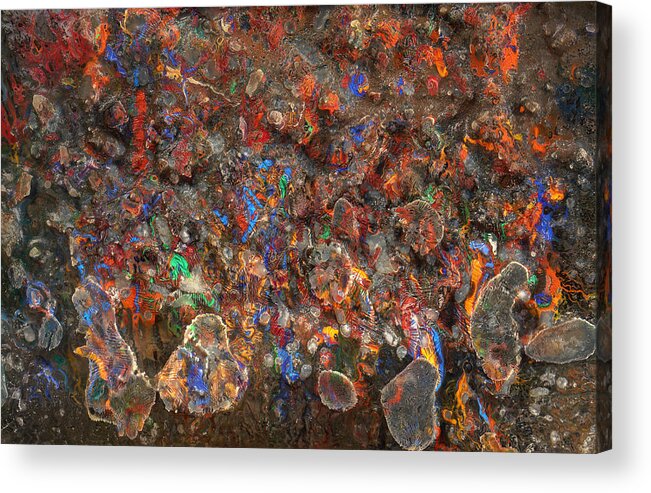 Pieced Together Acrylic Print featuring the mixed media Pieced Together - Icy Abstract 23 by Sami Tiainen