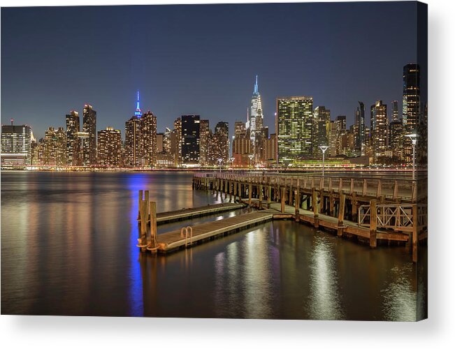 East River Acrylic Print featuring the photograph Pier at Gantry Plaza State Park by Cate Franklyn