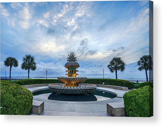  Acrylic Print featuring the photograph Pineapple Fountain at Dawn by Jim Miller