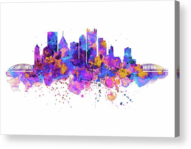 Marian Voicu Acrylic Print featuring the painting Pittsburgh Skyline by Marian Voicu