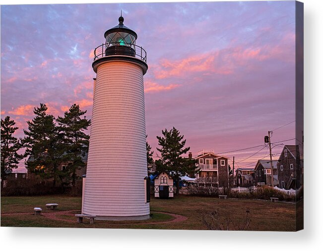 Newbury Acrylic Print featuring the photograph Plum Island Light at Sunrise Newbury Massachusetts by Toby McGuire