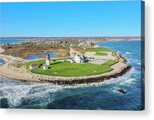 Point Judith Acrylic Print featuring the photograph Point Judith Lighthouse by Veterans Aerial Media LLC