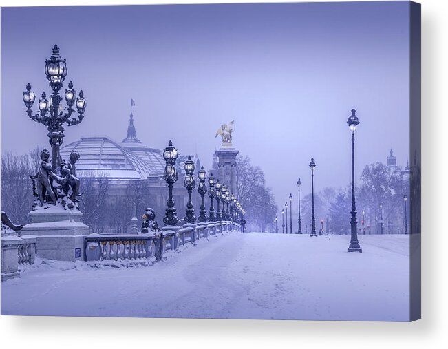 Alexander Iii Acrylic Print featuring the photograph Pont Alexandre III Under Snow by Serge Ramelli