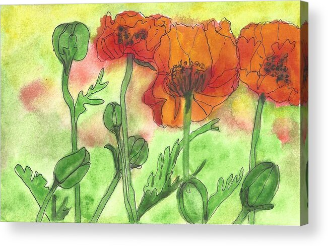 Poppies Acrylic Print featuring the painting Poppies by Vicki B Littell