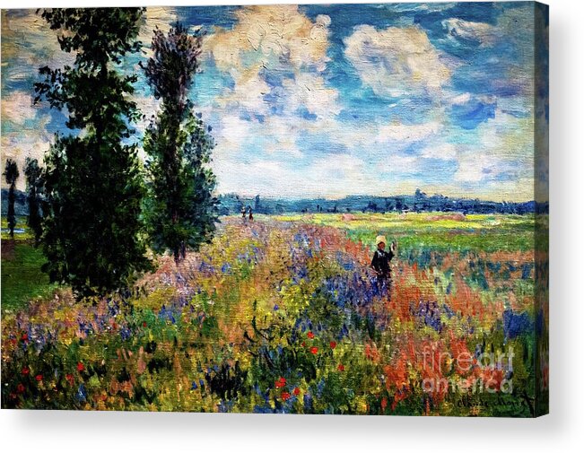 Poppy Fields Acrylic Print featuring the painting Poppy Fields Near Argenteuil 1875 by Claude Monet by Claude Monet