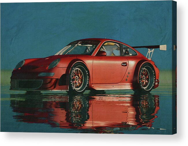 Porsche Acrylic Print featuring the digital art Porsche 911 GT RS Driving Performance by Jan Keteleer