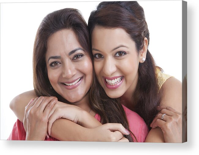 Event Acrylic Print featuring the photograph Portrait of mother and daughter smiling by Ravi Ranjan