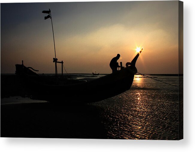 People Acrylic Print featuring the photograph Preaparing to sail by © Md Minhaz Ul Islam Nizami