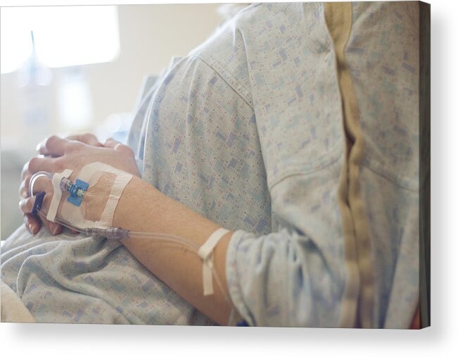 People Acrylic Print featuring the photograph Pregnant Hospital Patient with IV by Holly Hildreth