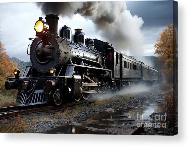 Connecticut Acrylic Print featuring the painting premium Essex Steam Train by N Akkash