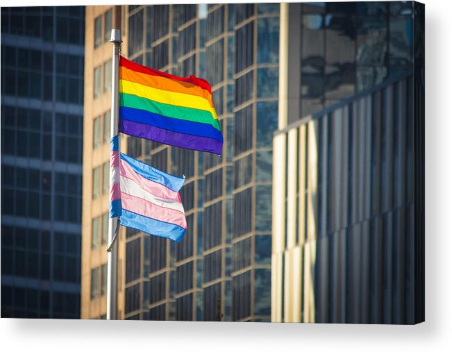 Corporate Business Acrylic Print featuring the photograph Pride Flag and Trans Flag by Ashley L Duffus