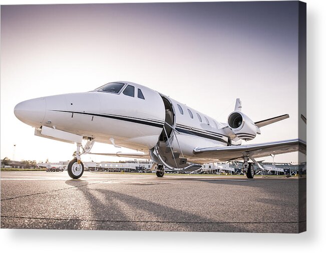 Engine Acrylic Print featuring the photograph Private jet ready for boarding by Dicus63