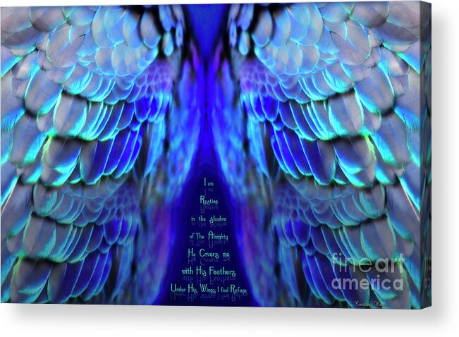 Wings Acrylic Print featuring the digital art Psalm 91 Wings 3 by Constance Woods