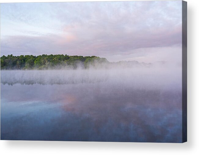 Putnamville Acrylic Print featuring the photograph Putnamville Reservoir Danvers Massachusetts Misty Sunrise by Toby McGuire
