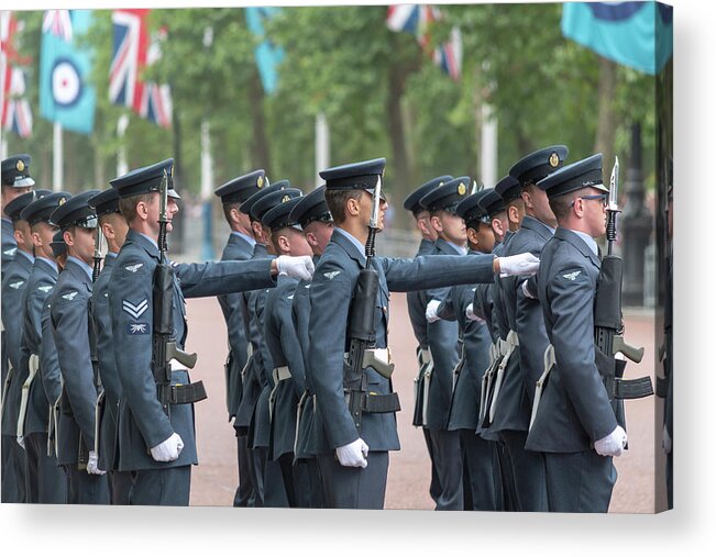 Raf Acrylic Print featuring the photograph RAF on Parade at 100 by Andrew Lalchan