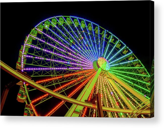 Amusement Acrylic Print featuring the photograph Rainbow Ferris Wheel at Morey's Pier by Kristia Adams