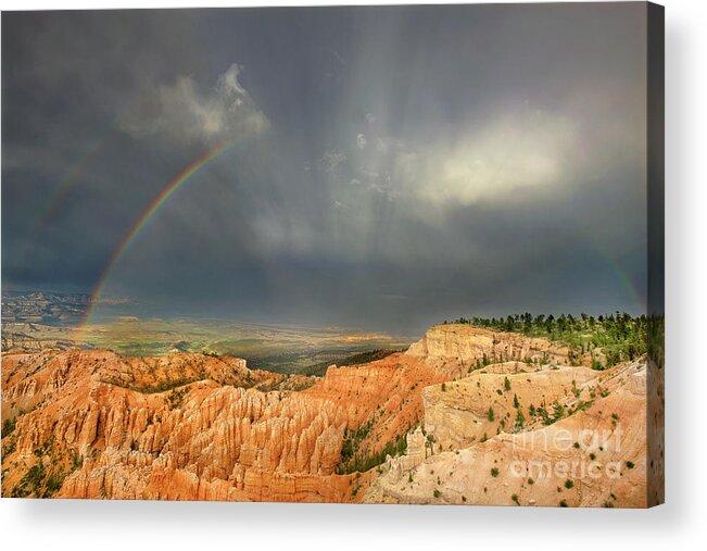 Dave Welling Acrylic Print featuring the photograph Rainbows Over Hoodoos Bryce Canyon National Park Utah by Dave Welling