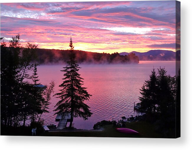 Lake Acrylic Print featuring the photograph Rangeley Red Sunrise by Russ Considine