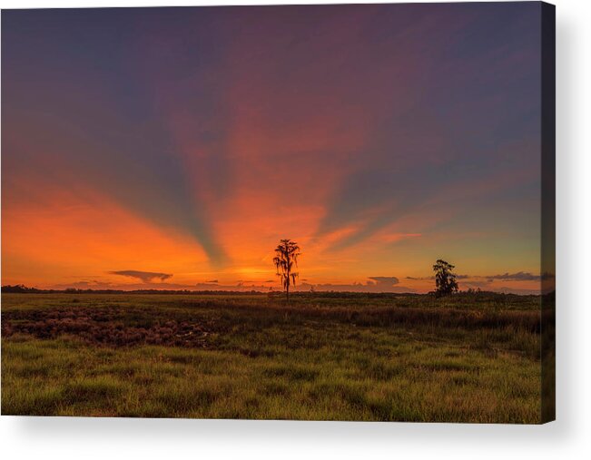 Sunset Acrylic Print featuring the photograph Rays Over the Ranch by Justin Battles