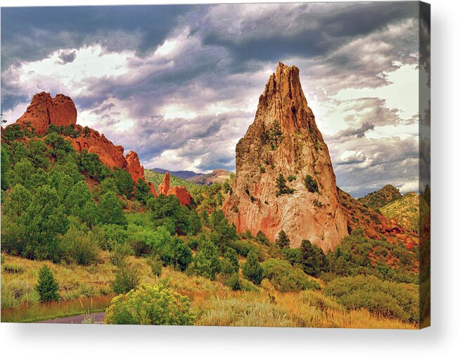 Colorado Acrylic Print featuring the photograph Red and White Sandstones in the Garden of the Gods in Colorado by Ola Allen