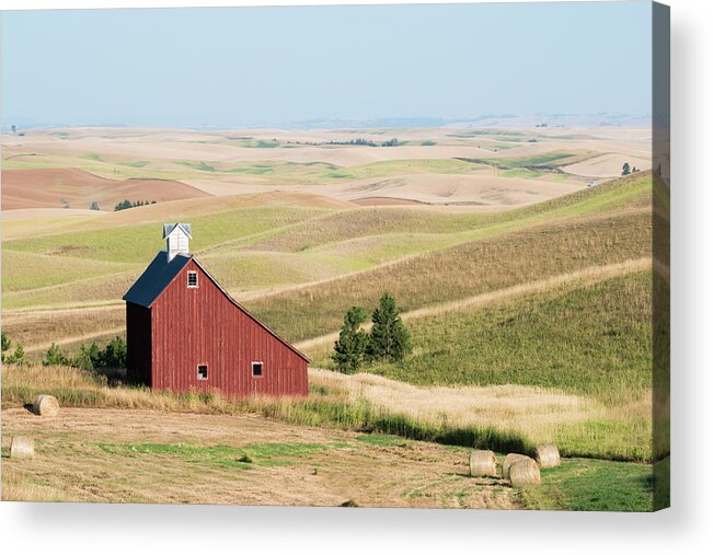 Farm Acrylic Print featuring the photograph Red Barn in Idaho by Connie Carr