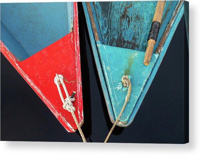 Blue Acrylic Print featuring the photograph Red Boat Blue Boat, Perkins Cove, Ogunquit, Maine by Dawna Moore Photography