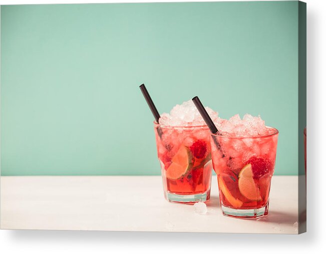 Cool Attitude Acrylic Print featuring the photograph Red drink with ice by Klenova