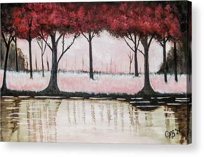 Red Forest Acrylic Print featuring the painting Red Forest by Chiquita Howard-Bostic