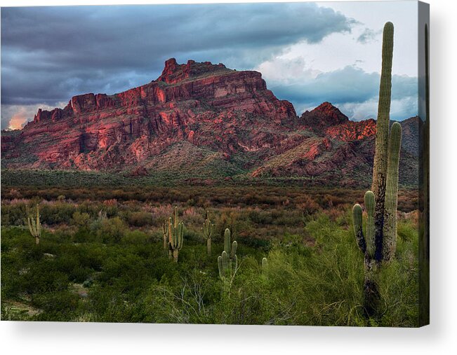 Red Mountain Arizona Acrylic Print featuring the photograph Red Mountain Sunset by Dave Dilli