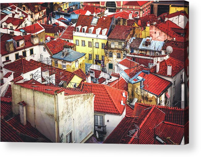 Lisbon Acrylic Print featuring the photograph Red Rooftops of Old Alfama Lisbon by Carol Japp