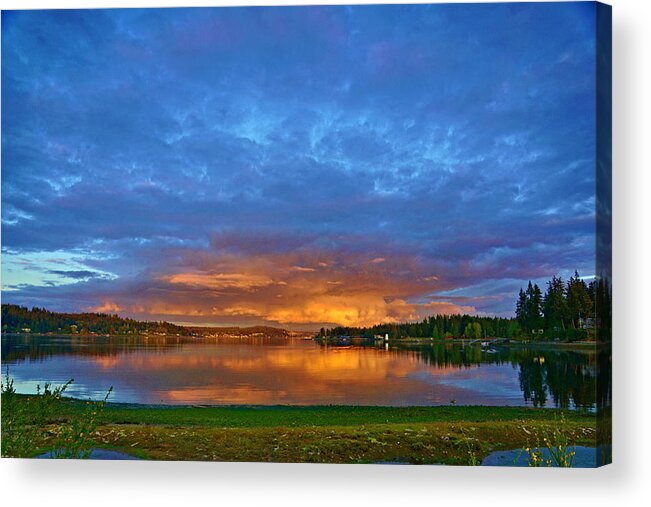 Seascape Acrylic Print featuring the photograph Reflection of Sunset by Bill TALICH
