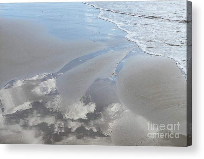 Sandy Beach Acrylic Print featuring the photograph Reflection of the clouds in the wet sand by Adriana Mueller