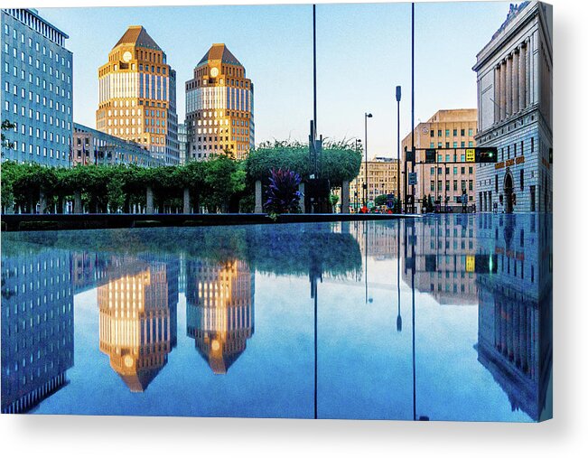 Pg Acrylic Print featuring the photograph Reflections of the Procter Gamble Buildings Downtown Cincinnati Ohio by Dave Morgan