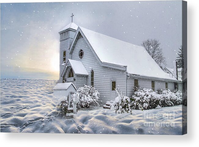 Church Acrylic Print featuring the photograph Refuge in the Snow by Shelia Hunt
