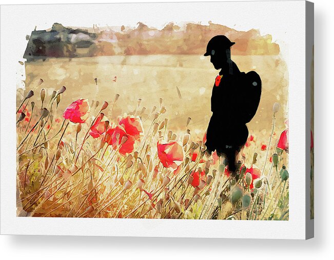 Soldier Poppies Acrylic Print featuring the digital art Remember Them by Airpower Art