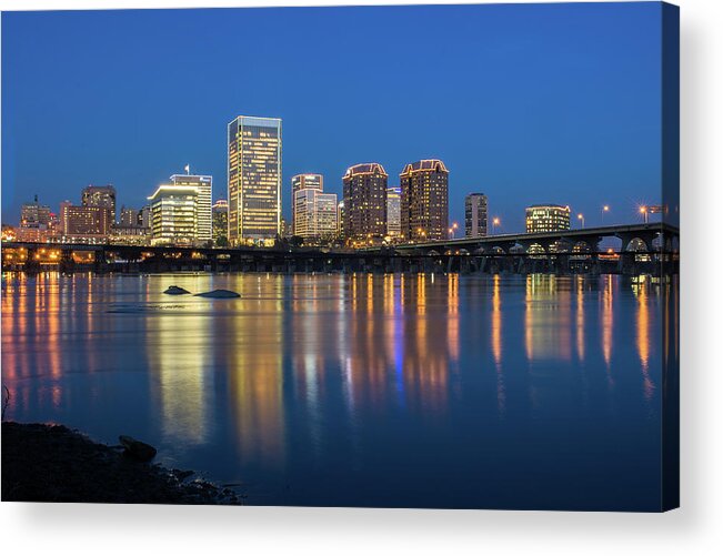 Richmond Acrylic Print featuring the photograph Richmond Skyline Belle Island Blue by Stacy Abbott