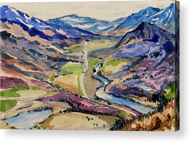 Yellowstone Acrylic Print featuring the painting Road to Gardiner by Les Herman