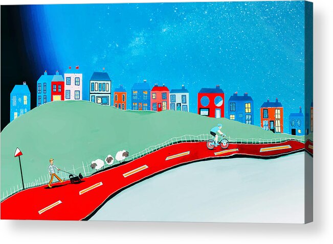 Hillside Village Acrylic Print featuring the digital art Robs Hill by John Mckenzie