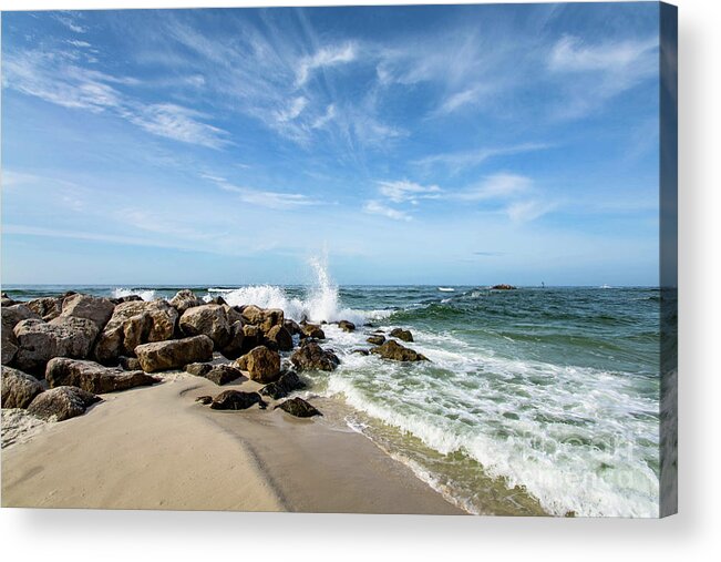 Rock Acrylic Print featuring the photograph Rocky Beach on the Gulf Coast by Beachtown Views